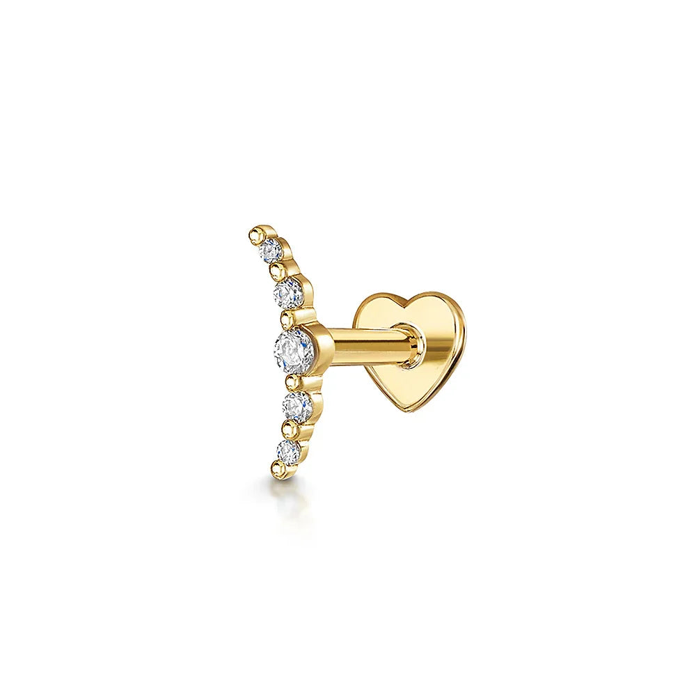 AIDE Heart Round Ball Flat Helix Piercing Earring 925 Sterling Silver Ear Studs Geometric Zircon Exquisite Trinket Studs Aretes