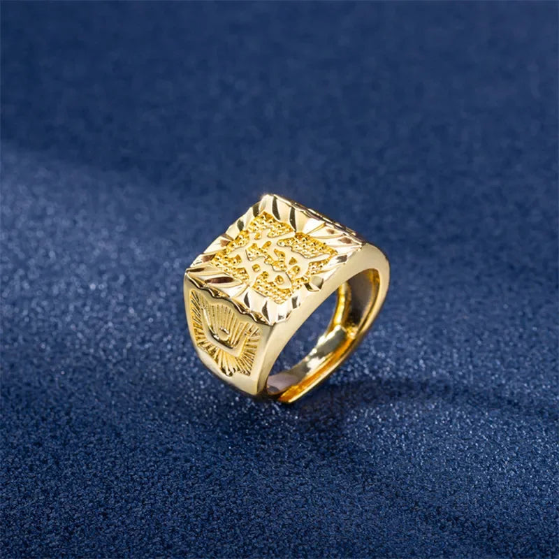 18K Gold Ring for Men Anillos Mujer Rock Gemstone Genuine 18 K Gold Jewelry Anillos De Hiphop Origin Rings Box Bizuteria