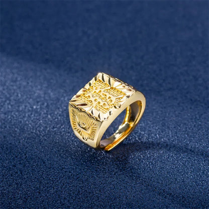 18K Gold Ring for Men Anillos Mujer Rock Gemstone Genuine 18 K Gold Jewelry Anillos De Hiphop Origin Rings Box Bizuteria