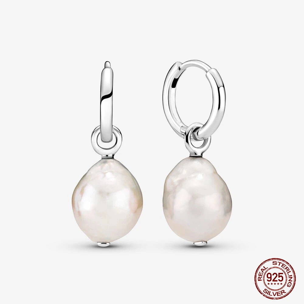 Authentic 925 Sterling Silver Heart Hoop Earring Sparkling Original Earring Women Gift