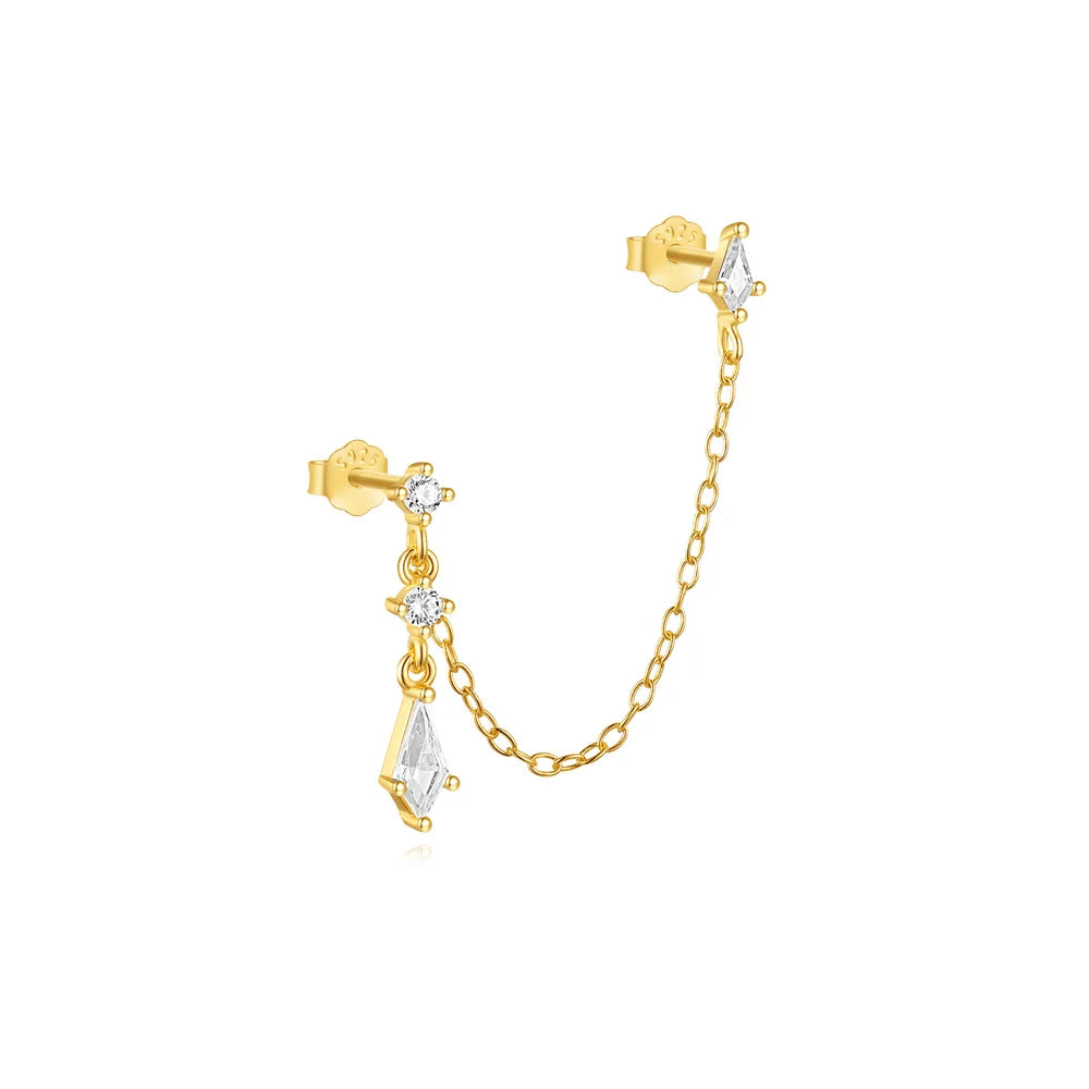 1PC Four Pointed Star Moon Tassel Lotus Cartilage Spiral Puncture 925 Sterling Silver Stud Earrings For Women