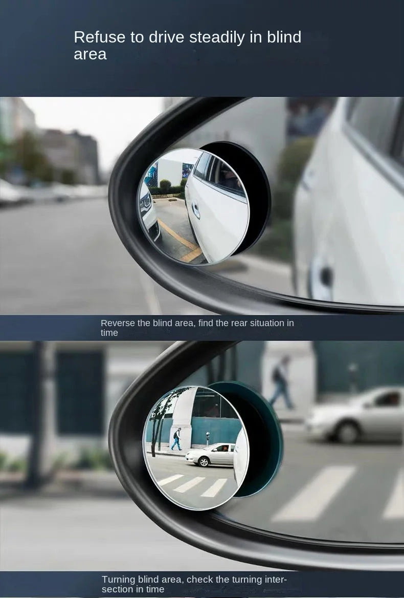 Car Blind Spot Rear View Mirror Wide Angle 360 Degree Adjustable Small Round Mirror Car Reverse Auxiliary Rearview Convex Mirror