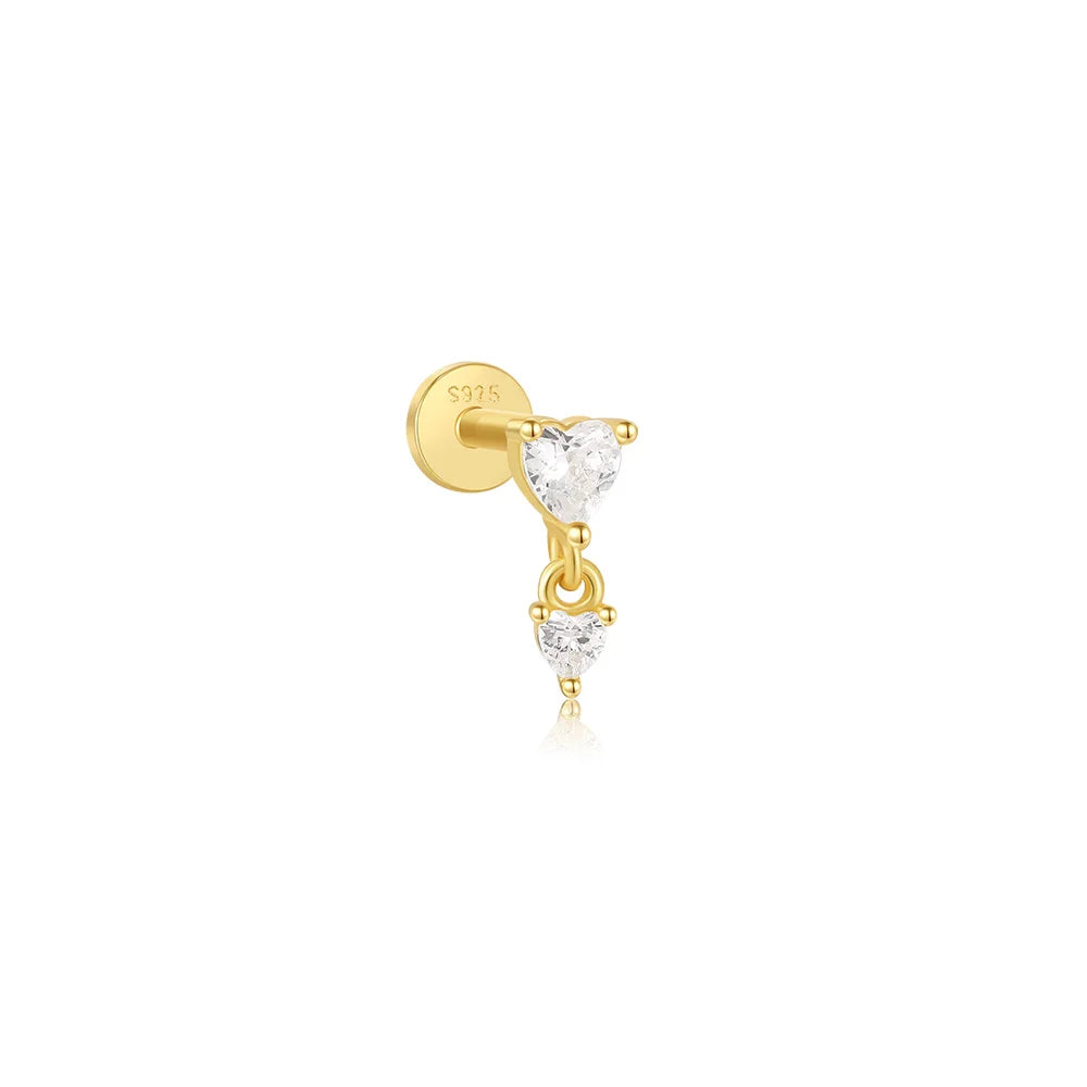 AIDE Heart Round Ball Flat Helix Piercing Earring 925 Sterling Silver Ear Studs Geometric Zircon Exquisite Trinket Studs Aretes