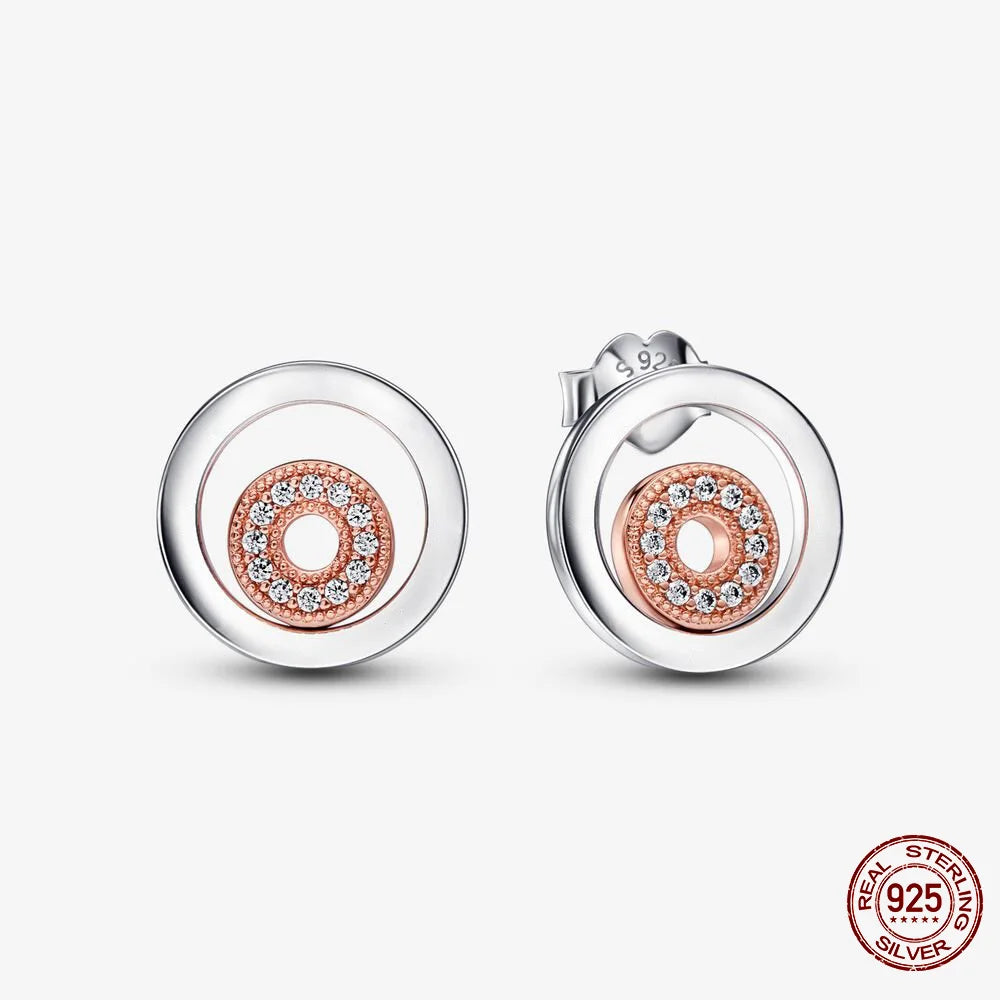 Authentic 925 Sterling Silver Heart Hoop Earring Sparkling Original Earring Women Gift