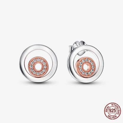 Authentic 925 Sterling Silver Heart Hoop Earring Sparkling Original Earring Women Gift