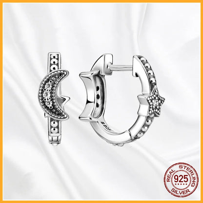 Authentic 925 Sterling Silver Heart Hoop Earring Sparkling Original Earring Women Gift