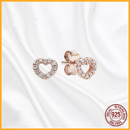 Authentic 925 Sterling Silver Heart Hoop Earring Sparkling Original Earring Women Gift