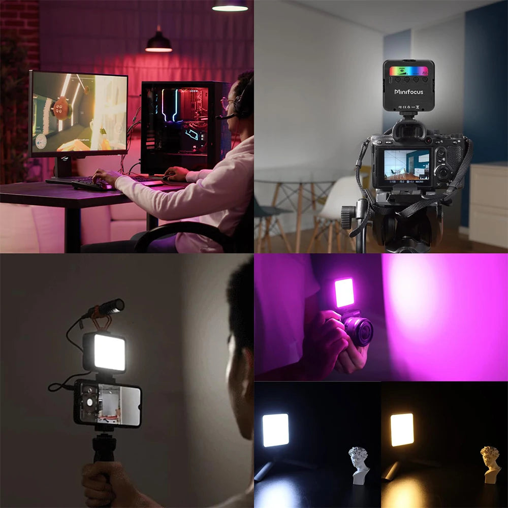 Pocket RGB Fill Light Portable LED Light Video Mini Fill Light For Camera Smartphone for GoPro Laptop Selfie Adjustable RGB Lamp
