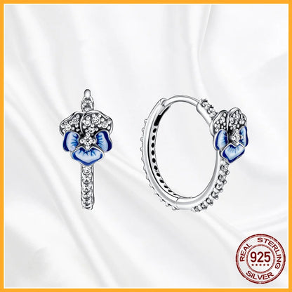 Authentic 925 Sterling Silver Heart Hoop Earring Sparkling Original Earring Women Gift