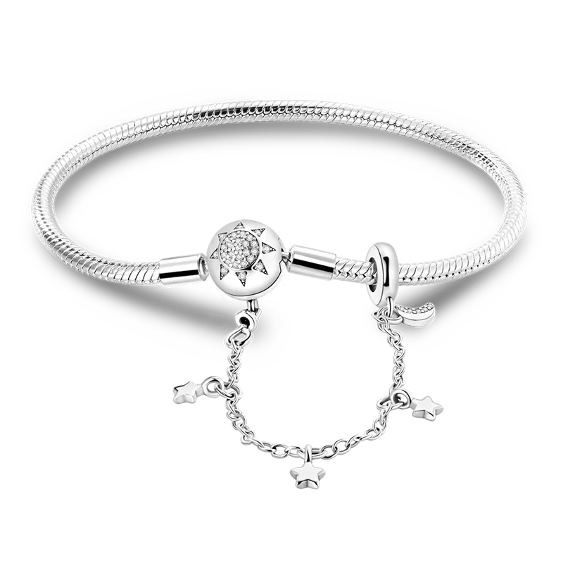 925 Sterling Silver Bracelets 17-20CM Original Leaf Clover Butterfly Heart Bracelet Fit DIY Charms Beads Fashion Women Jewelry