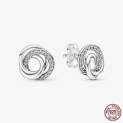 Authentic 925 Sterling Silver Heart Hoop Earring Sparkling Original Earring Women Gift