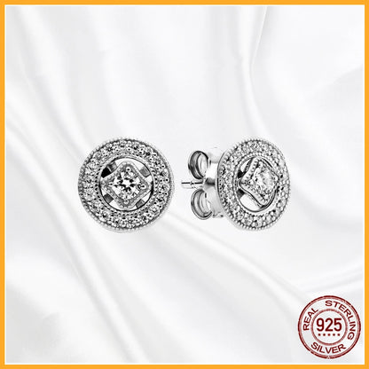 Authentic 925 Sterling Silver Heart Hoop Earring Sparkling Original Earring Women Gift