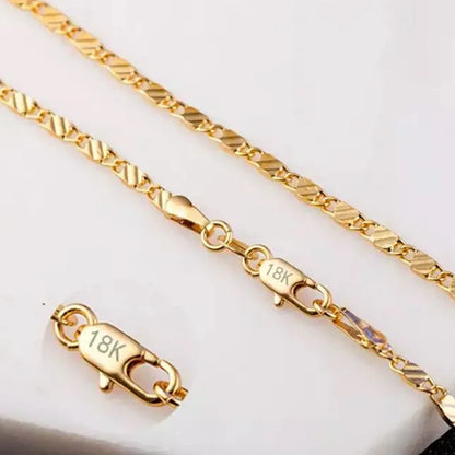 18k Gold Necklace 2MM 16/18/20/22/24/26/28/30 Inch Side Chain Necklace For Women Men Jewelry 925 Silver Necklace
