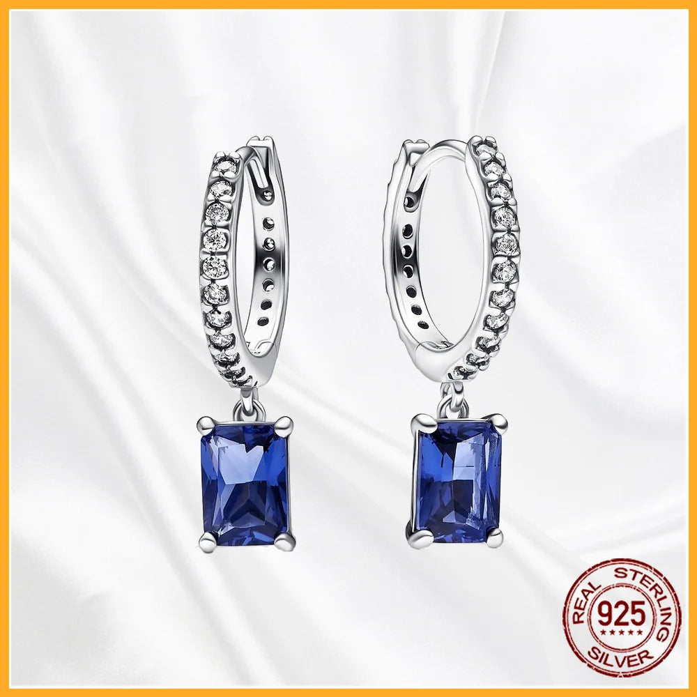 Authentic 925 Sterling Silver Heart Hoop Earring Sparkling Original Earring Women Gift