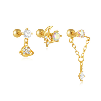 AIDE Heart Round Ball Flat Helix Piercing Earring 925 Sterling Silver Ear Studs Geometric Zircon Exquisite Trinket Studs Aretes