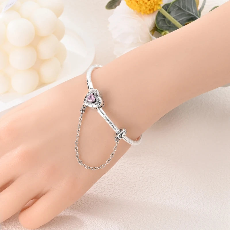 925 Sterling Silver Bracelets 17-20CM Original Leaf Clover Butterfly Heart Bracelet Fit DIY Charms Beads Fashion Women Jewelry
