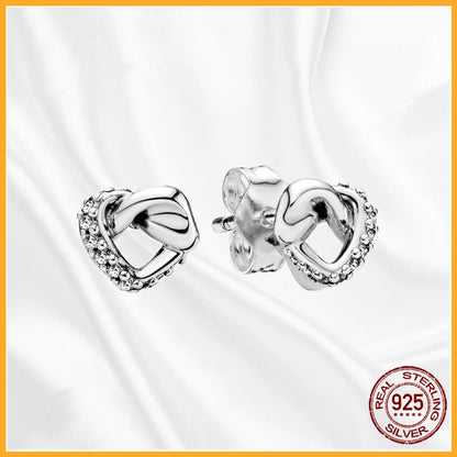 Authentic 925 Sterling Silver Heart Hoop Earring Sparkling Original Earring Women Gift
