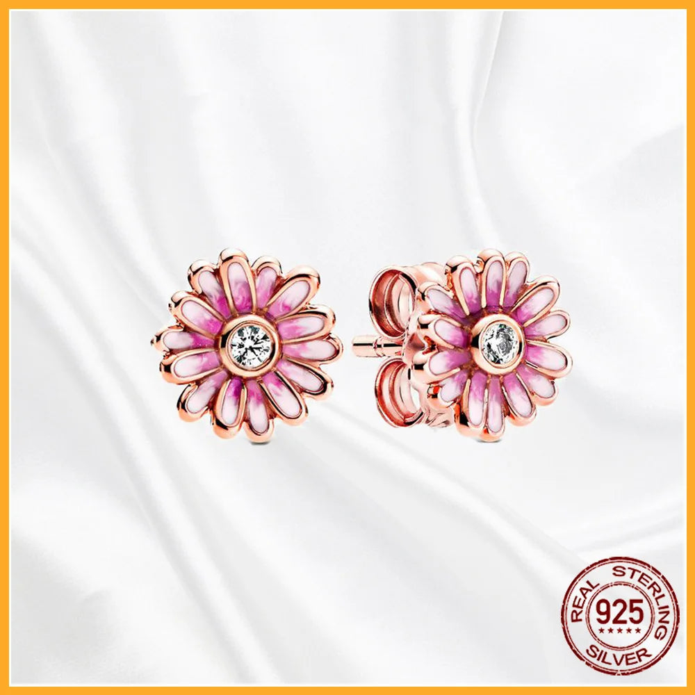 Authentic 925 Sterling Silver Heart Hoop Earring Sparkling Original Earring Women Gift