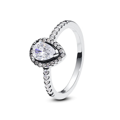 925 Sterling Silver Rings For Women Original Crown Love Heart Wishbone Engagement Wedding Rose Gold Crystal Ring Luxury Jewelry