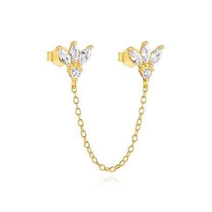 1PC Four Pointed Star Moon Tassel Lotus Cartilage Spiral Puncture 925 Sterling Silver Stud Earrings For Women