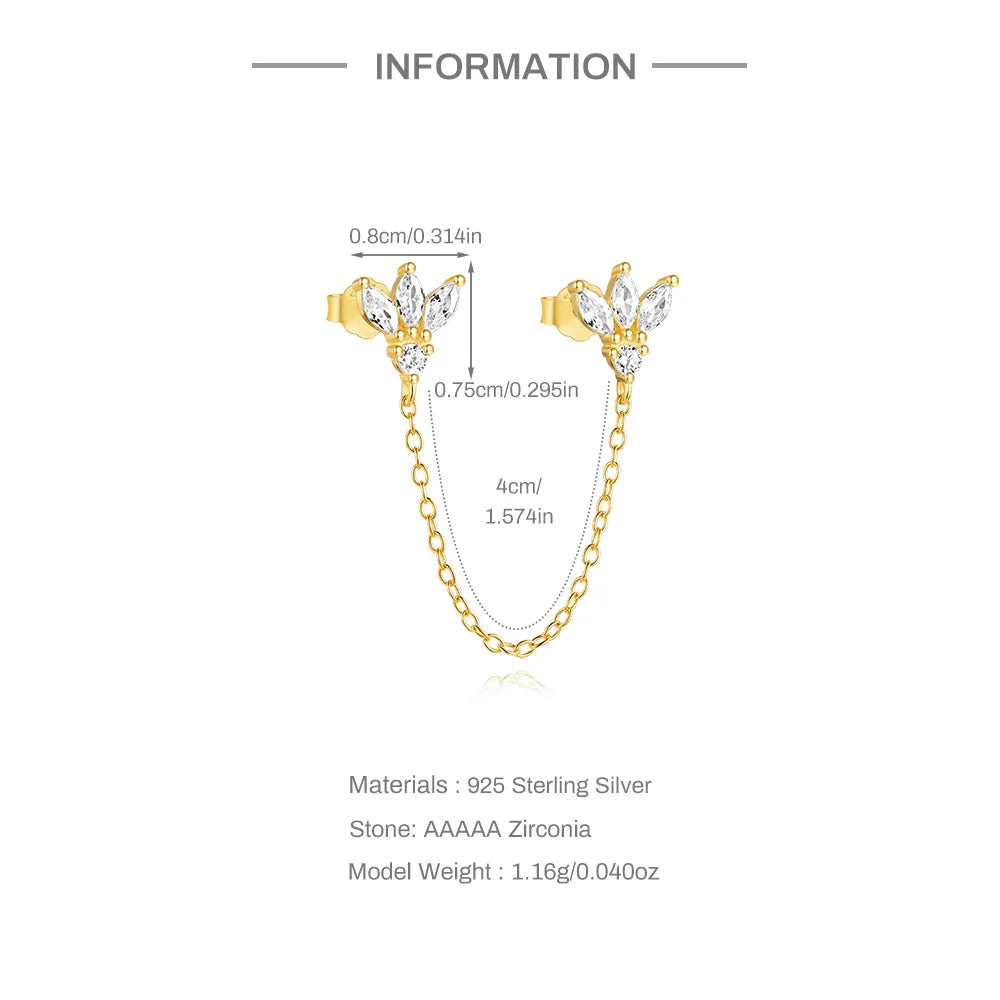 1PC Four Pointed Star Moon Tassel Lotus Cartilage Spiral Puncture 925 Sterling Silver Stud Earrings For Women