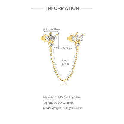 1PC Four Pointed Star Moon Tassel Lotus Cartilage Spiral Puncture 925 Sterling Silver Stud Earrings For Women