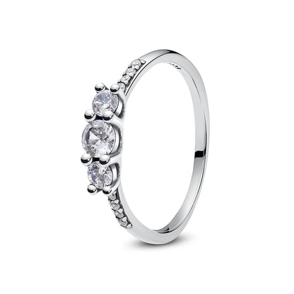 925 Sterling Silver Rings For Women Original Crown Love Heart Wishbone Engagement Wedding Rose Gold Crystal Ring Luxury Jewelry