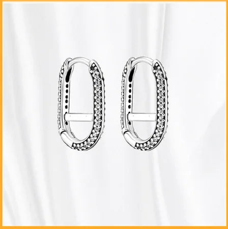 Authentic 925 Sterling Silver Heart Hoop Earring Sparkling Original Earring Women Gift