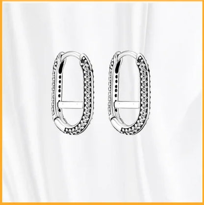 Authentic 925 Sterling Silver Heart Hoop Earring Sparkling Original Earring Women Gift