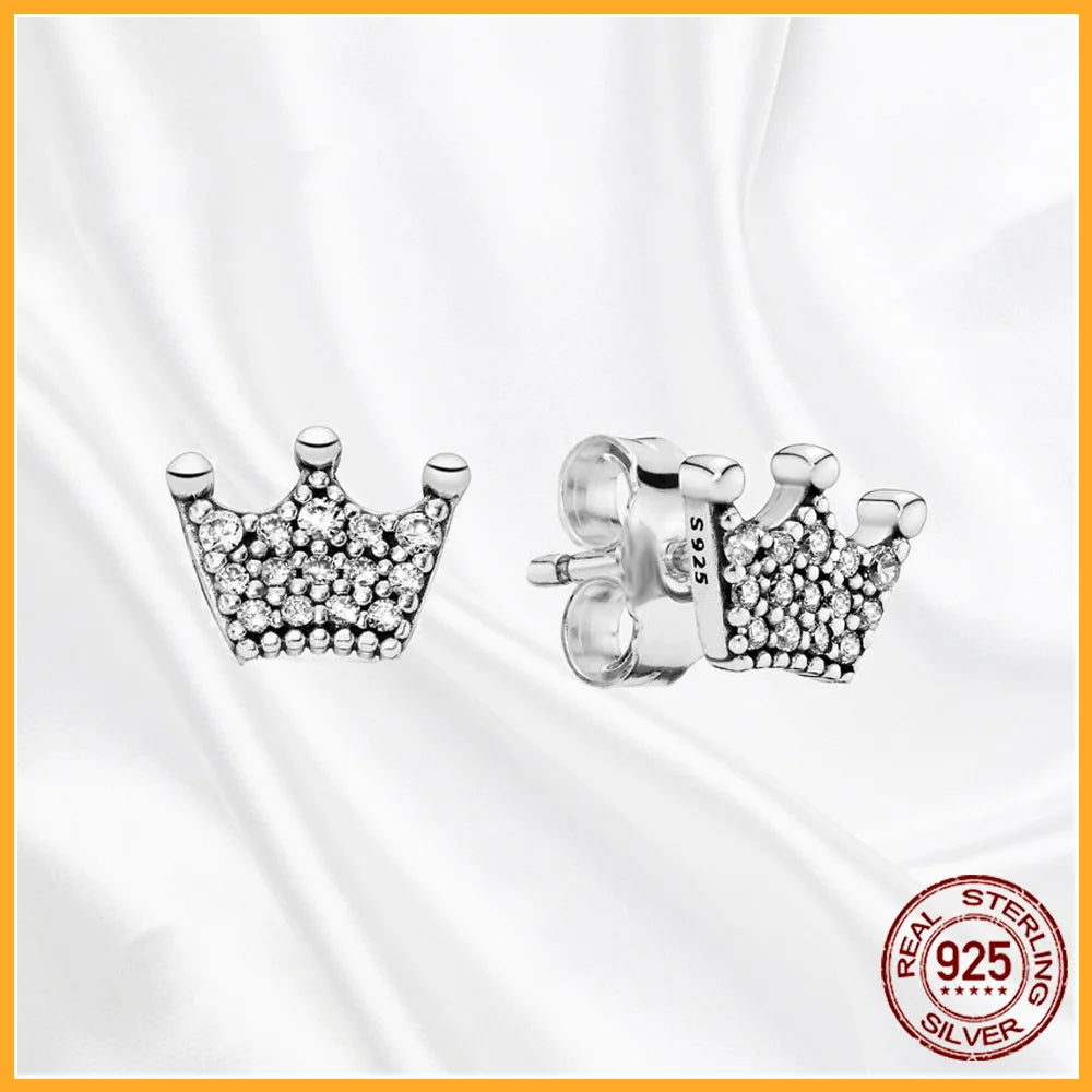 Authentic 925 Sterling Silver Heart Hoop Earring Sparkling Original Earring Women Gift