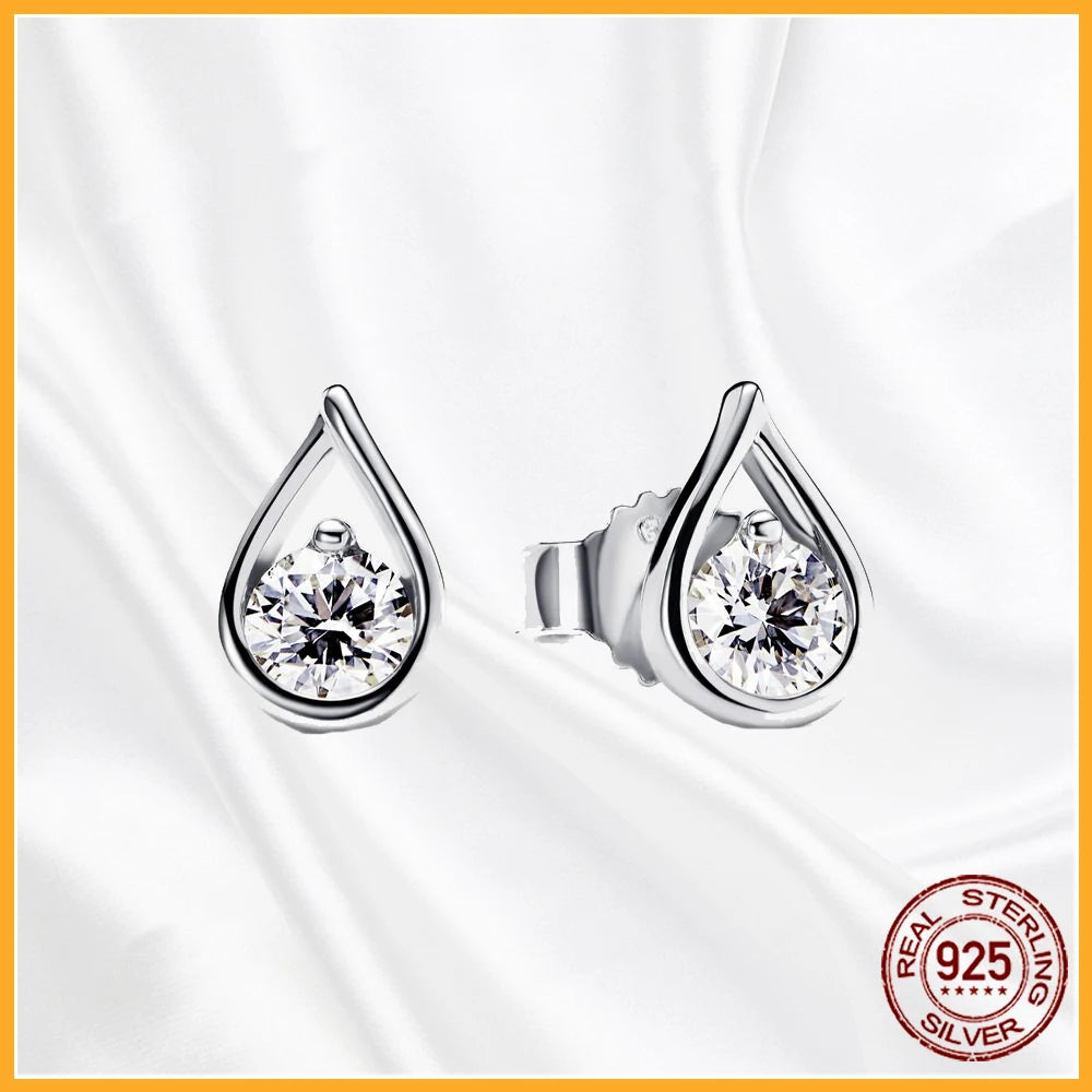 Authentic 925 Sterling Silver Heart Hoop Earring Sparkling Original Earring Women Gift