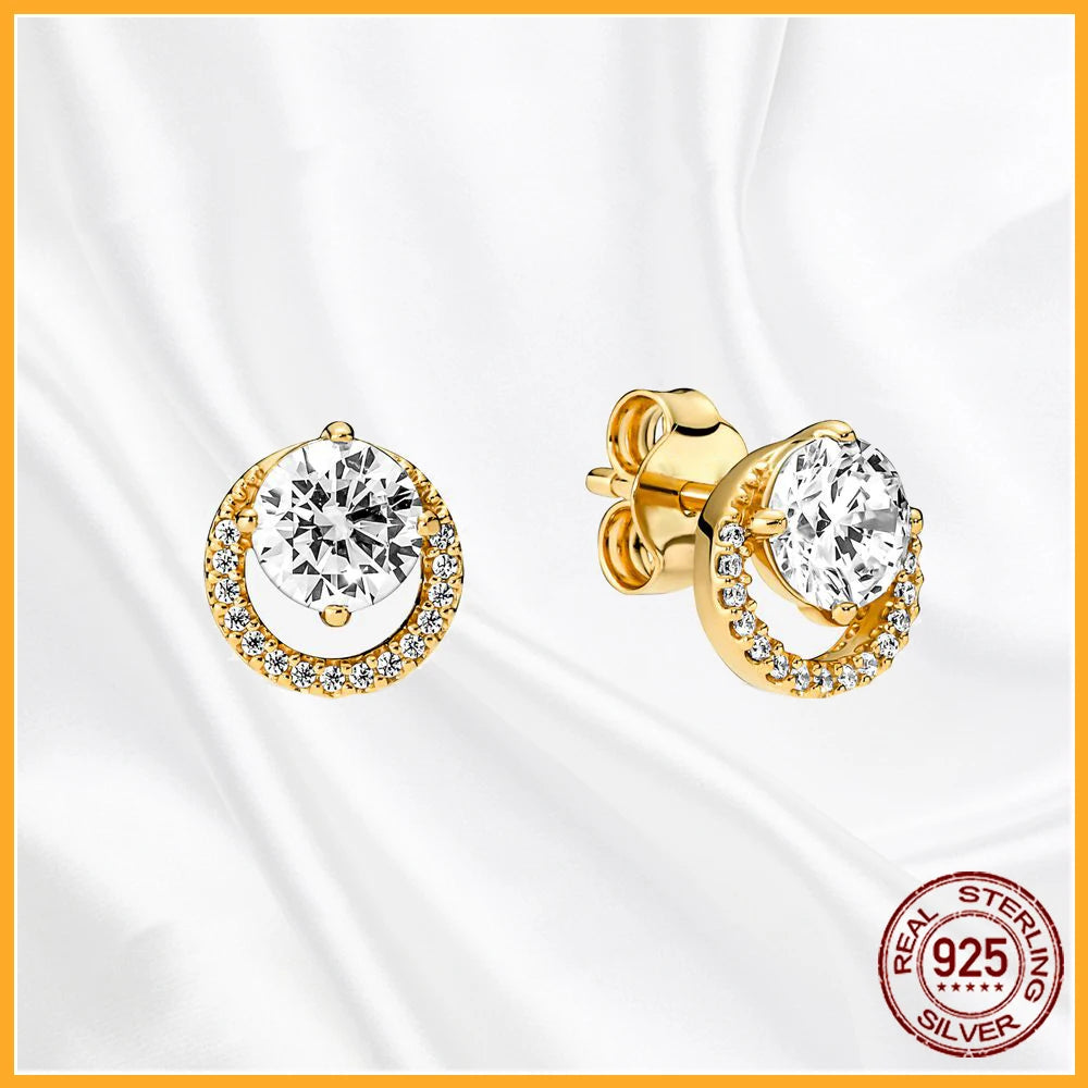 Authentic 925 Sterling Silver Heart Hoop Earring Sparkling Original Earring Women Gift