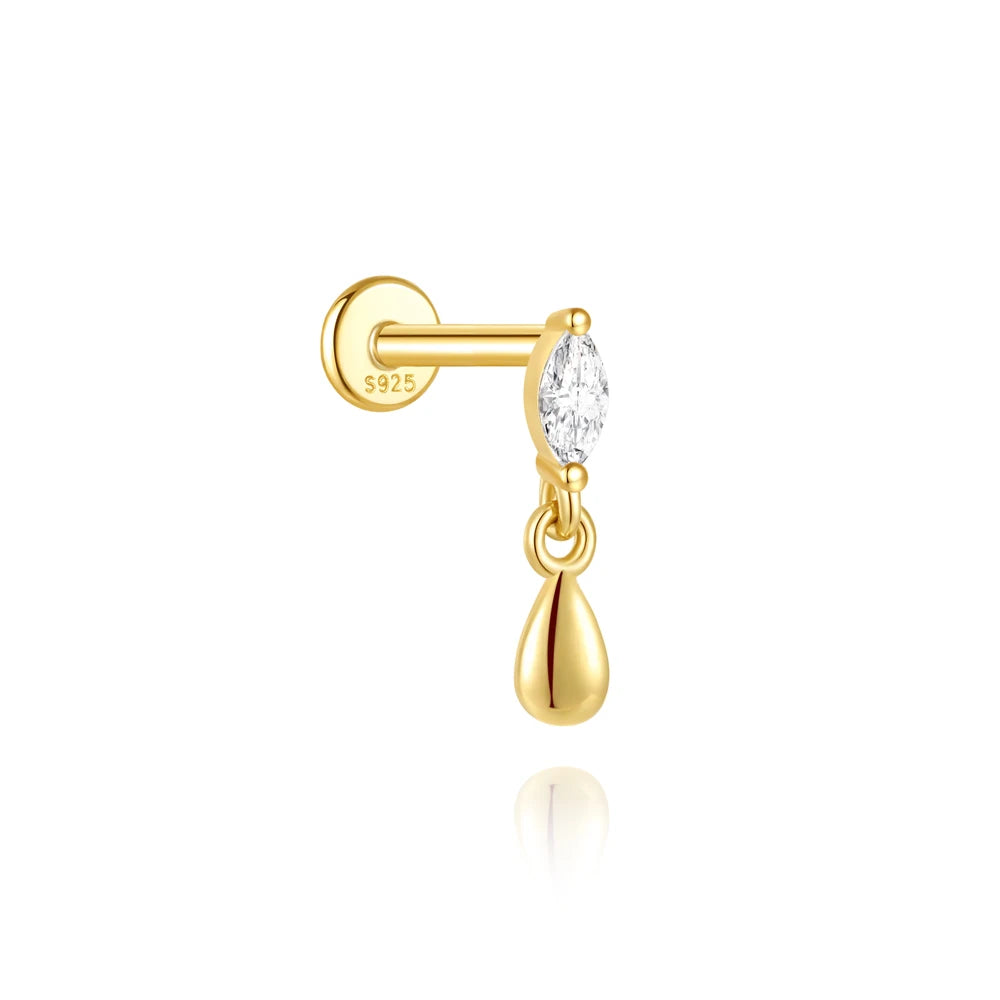 AIDE Heart Round Ball Flat Helix Piercing Earring 925 Sterling Silver Ear Studs Geometric Zircon Exquisite Trinket Studs Aretes