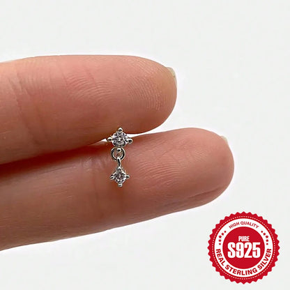 AIDE Heart Round Ball Flat Helix Piercing Earring 925 Sterling Silver Ear Studs Geometric Zircon Exquisite Trinket Studs Aretes