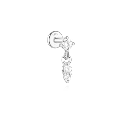AIDE Heart Round Ball Flat Helix Piercing Earring 925 Sterling Silver Ear Studs Geometric Zircon Exquisite Trinket Studs Aretes