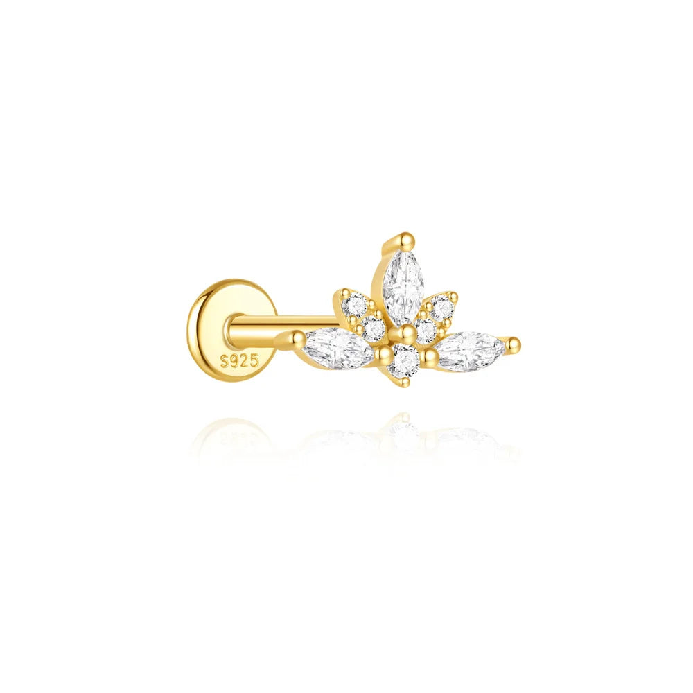 AIDE Heart Round Ball Flat Helix Piercing Earring 925 Sterling Silver Ear Studs Geometric Zircon Exquisite Trinket Studs Aretes