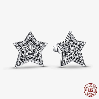 Authentic 925 Sterling Silver Heart Hoop Earring Sparkling Original Earring Women Gift