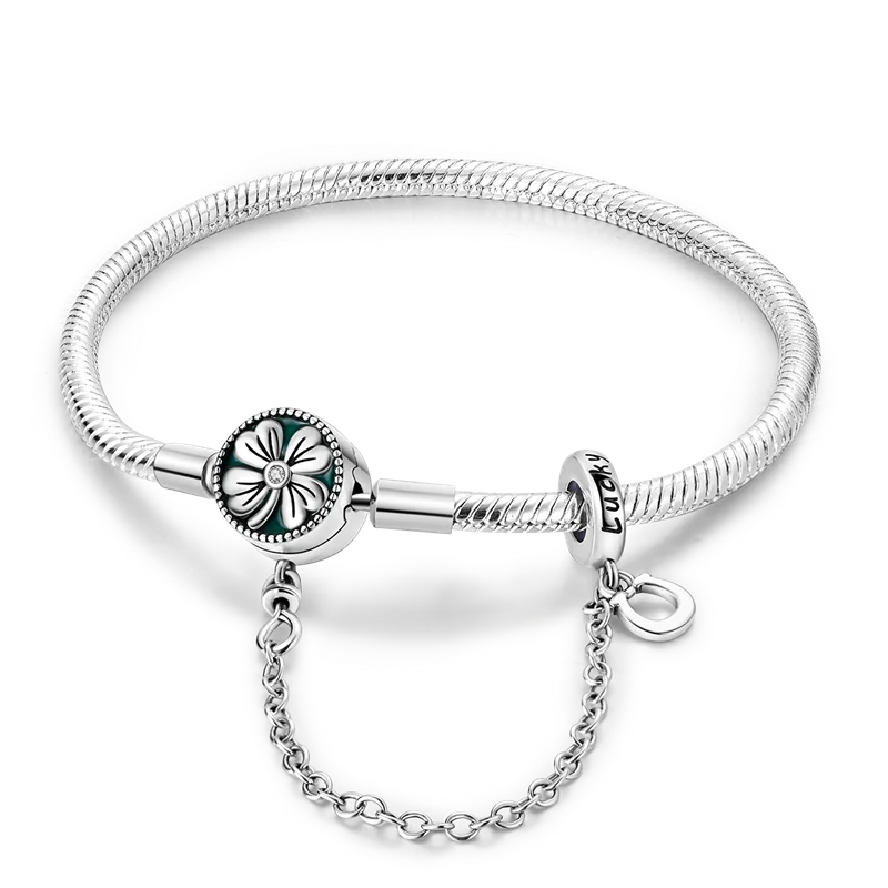 925 Sterling Silver Bracelets 17-20CM Original Leaf Clover Butterfly Heart Bracelet Fit DIY Charms Beads Fashion Women Jewelry
