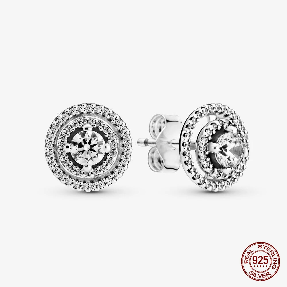 Authentic 925 Sterling Silver Heart Hoop Earring Sparkling Original Earring Women Gift