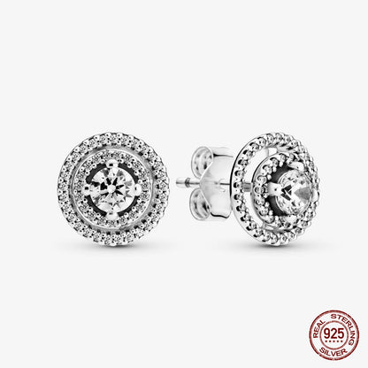 Authentic 925 Sterling Silver Heart Hoop Earring Sparkling Original Earring Women Gift