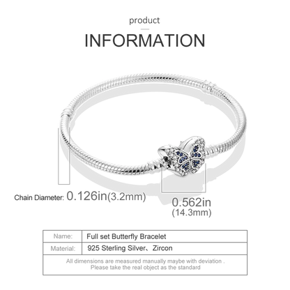 925 Sterling Silver Bracelets 17-20CM Original Leaf Clover Butterfly Heart Bracelet Fit DIY Charms Beads Fashion Women Jewelry