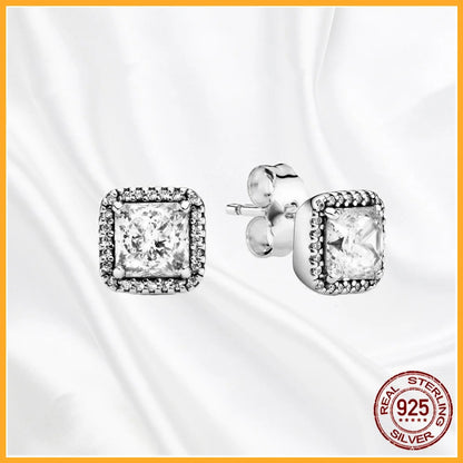 Authentic 925 Sterling Silver Heart Hoop Earring Sparkling Original Earring Women Gift