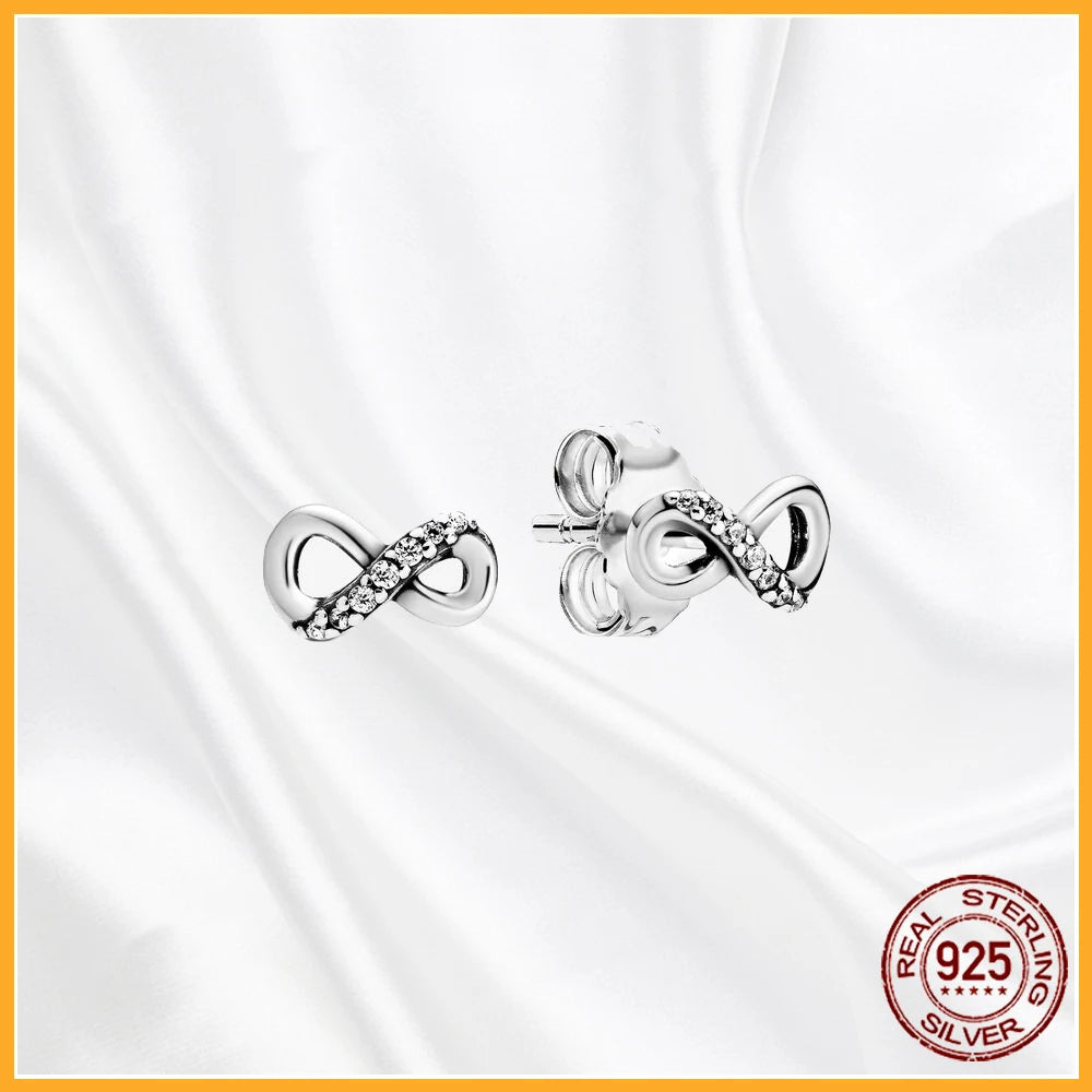 Authentic 925 Sterling Silver Heart Hoop Earring Sparkling Original Earring Women Gift