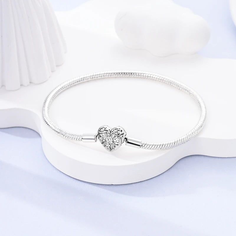 925 Sterling Silver Bracelets 17-20CM Original Leaf Clover Butterfly Heart Bracelet Fit DIY Charms Beads Fashion Women Jewelry