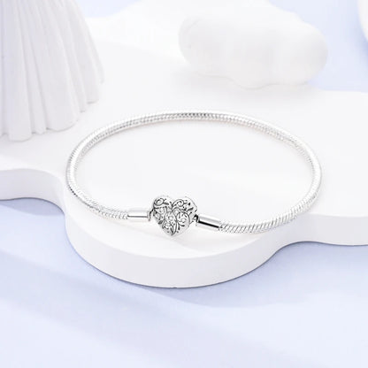 925 Sterling Silver Bracelets 17-20CM Original Leaf Clover Butterfly Heart Bracelet Fit DIY Charms Beads Fashion Women Jewelry