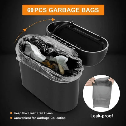 Car Trash Can (with Lid) Contains 60 (300) Garbage Bags, Small Car Trash Can, Leak-proof Mini Car Accessories