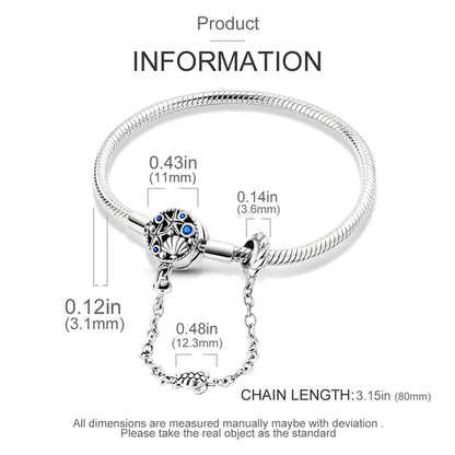 925 Sterling Silver Bracelets 17-20CM Original Leaf Clover Butterfly Heart Bracelet Fit DIY Charms Beads Fashion Women Jewelry