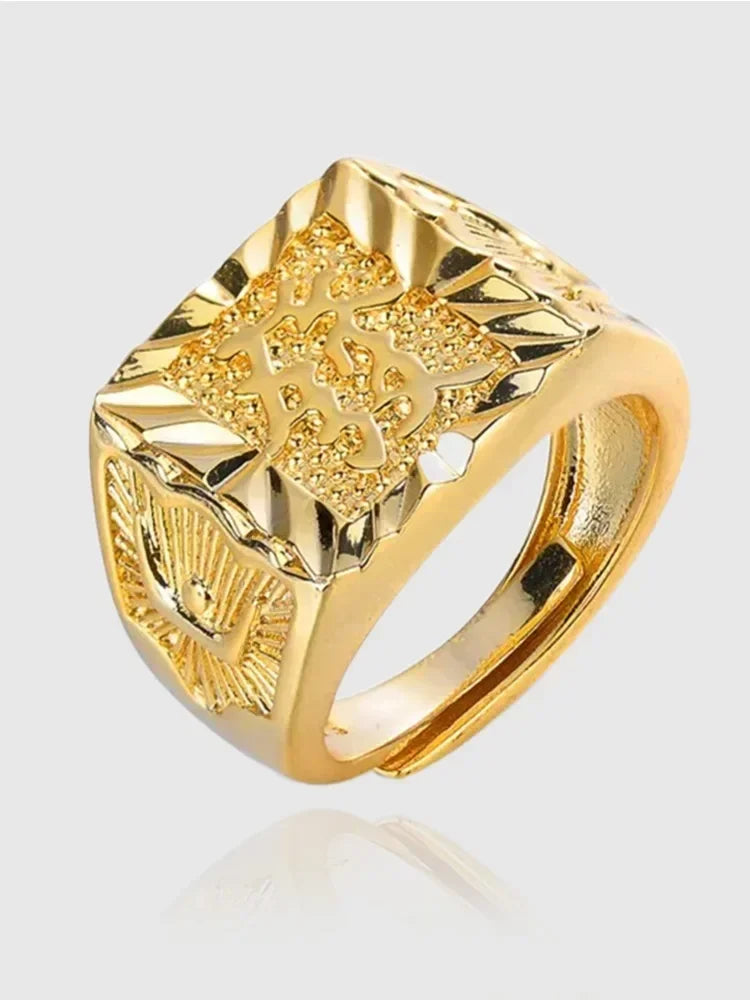 18K Gold Ring for Men Anillos Mujer Rock Gemstone Genuine 18 K Gold Jewelry Anillos De Hiphop Origin Rings Box Bizuteria