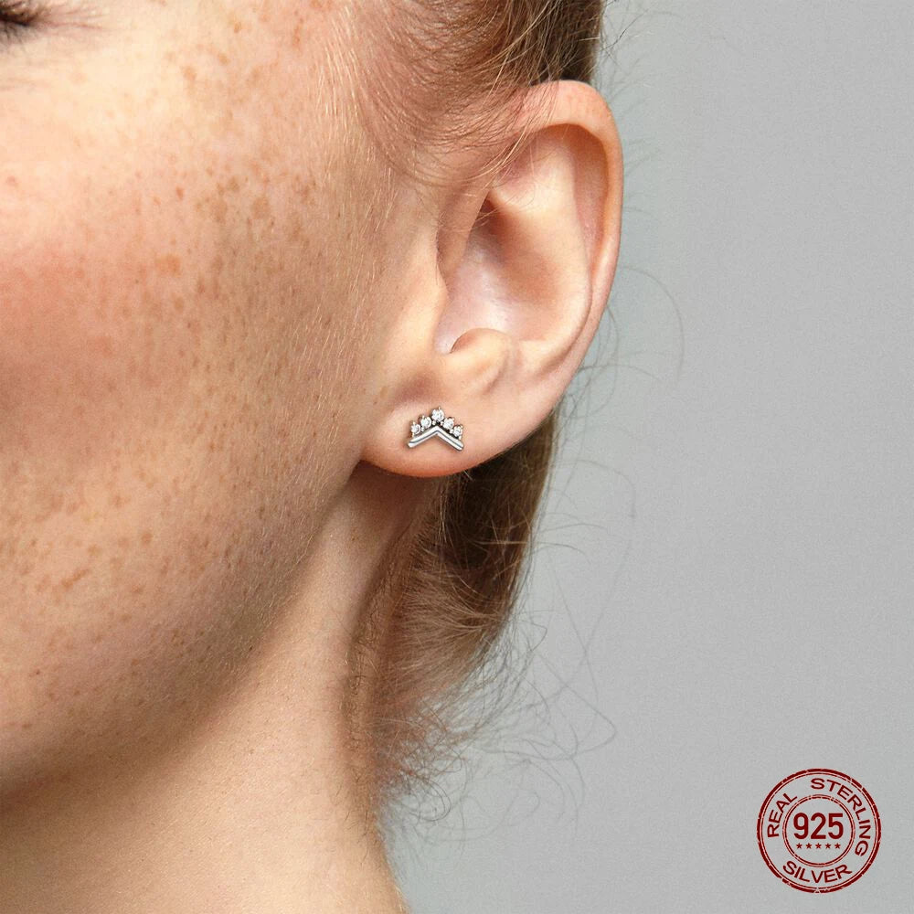 Authentic 925 Sterling Silver Heart Hoop Earring Sparkling Original Earring Women Gift