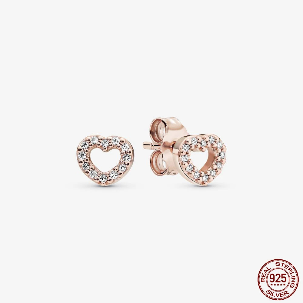 Authentic 925 Sterling Silver Heart Hoop Earring Sparkling Original Earring Women Gift